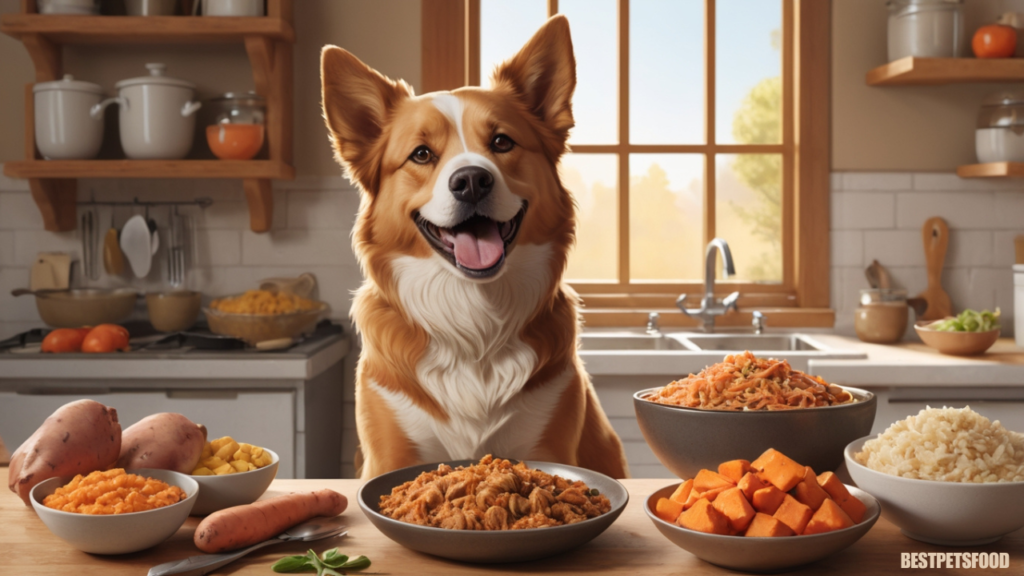 A happy, well-fed dog enjoying a bowl of nutritious homemade food designed to help dogs gain weight fast.