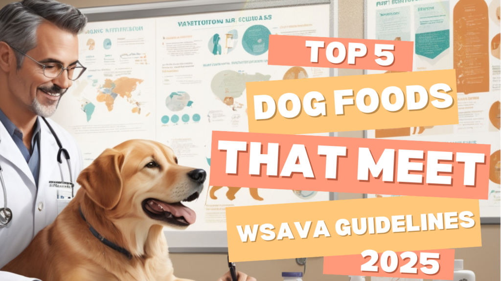 Veterinarian explaining WSAVA Guidelines for Top 5 Dog Foods That Meet WSAVA Guidelines to a pet owner with a happy dog