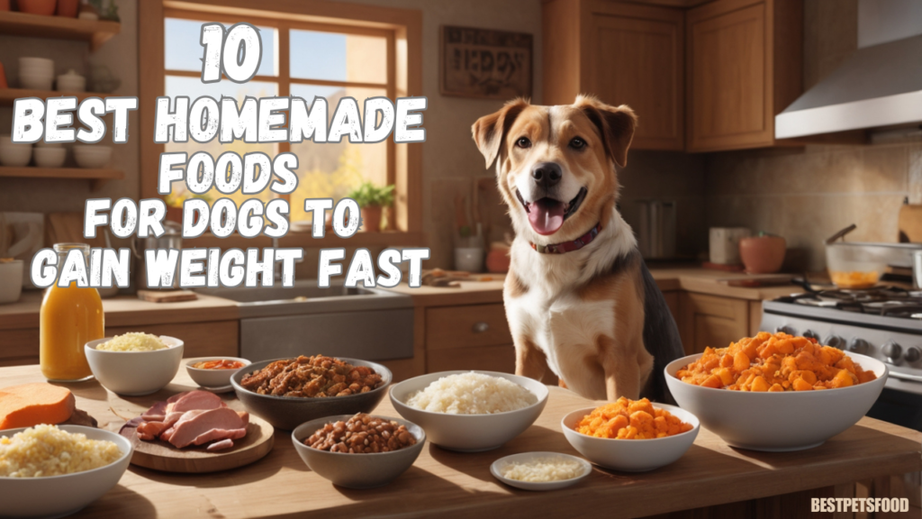 A happy, well-fed dog enjoying a bowl of nutritious homemade food designed to help dogs gain weight fast.